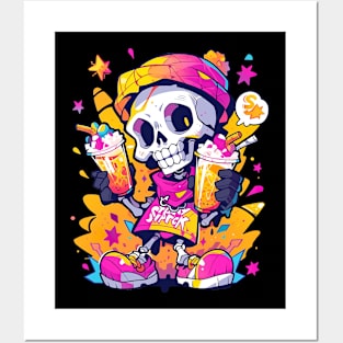 Pastel Party Punk Skeleton Posters and Art